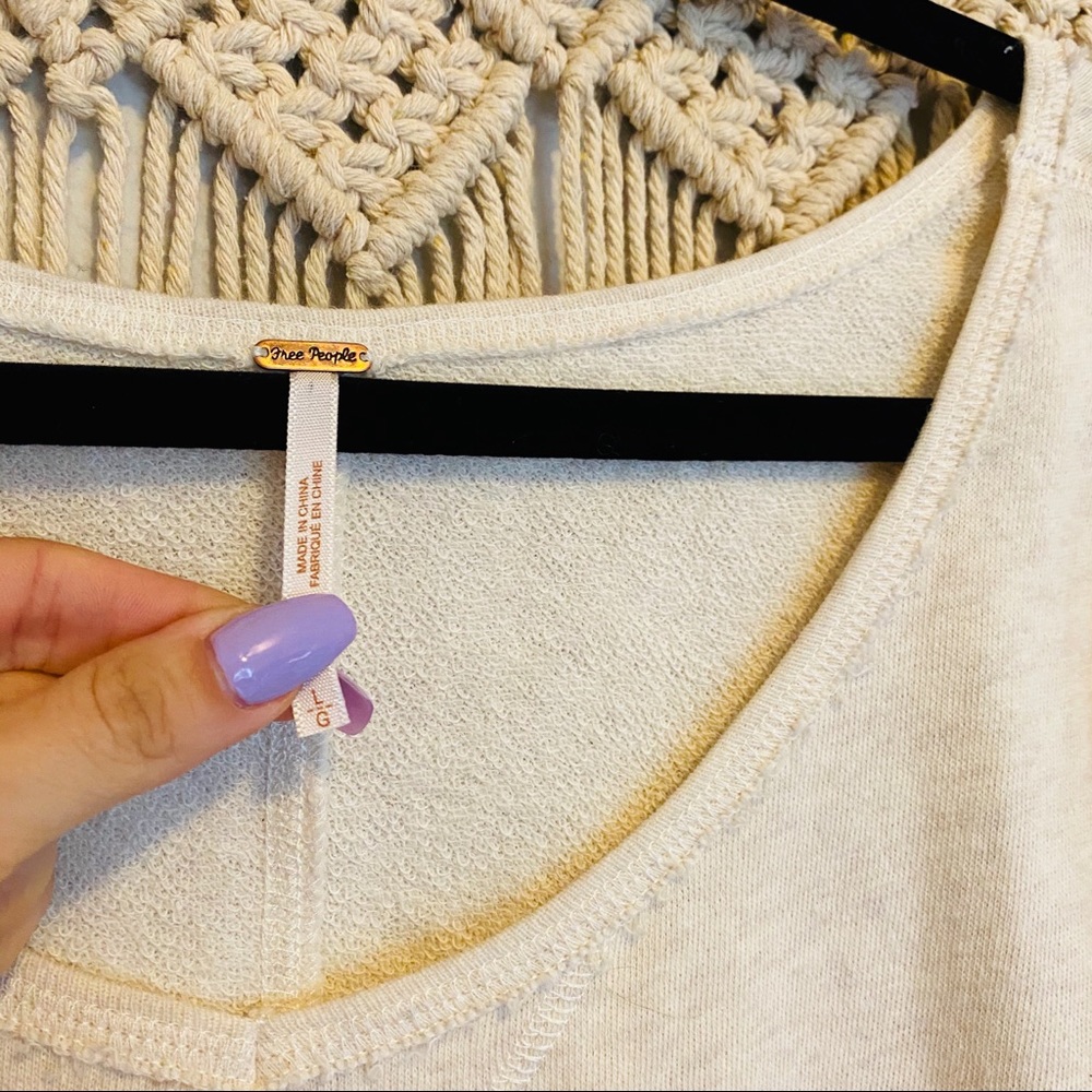 Free People Ivory Sequin Sleeve Slouchy Sweatshirt - Picture 10 of 11